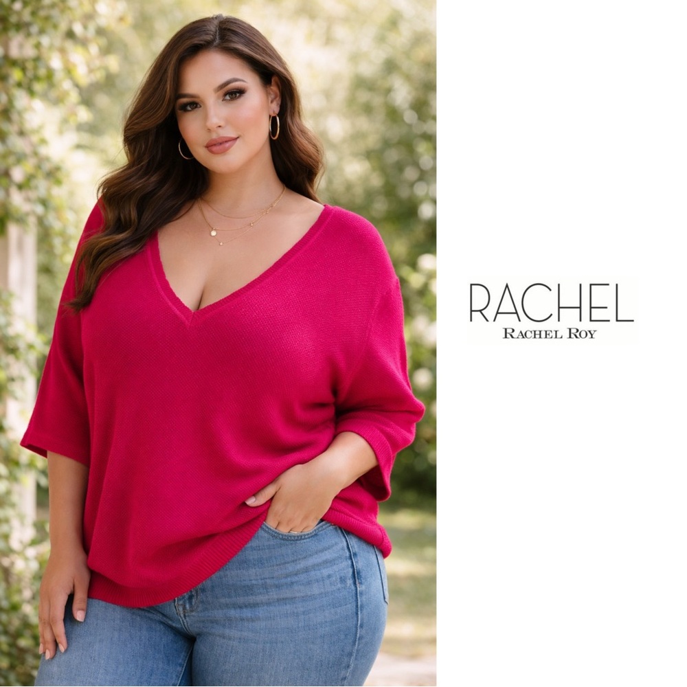 NEW Rachel Roy Textured December Fuchsia Sweater